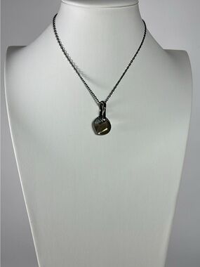 Swarovski Signed Swan Silver-Tone Smoky Gray Crystal Pendant Necklace